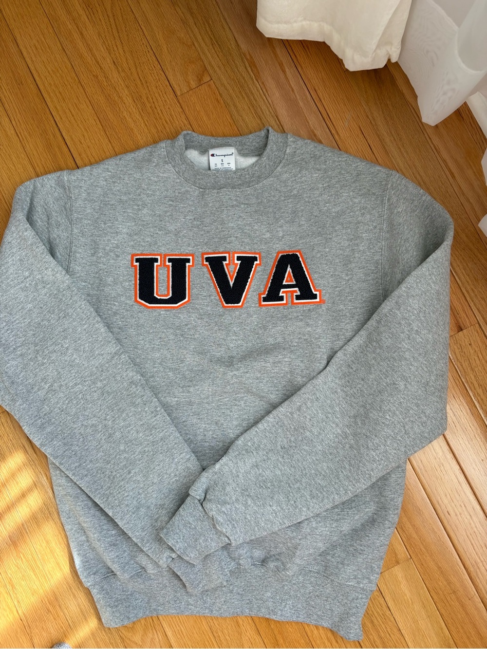 NWOT Champion Gray Sweatshirt with Black and Orange UVA Appliqué